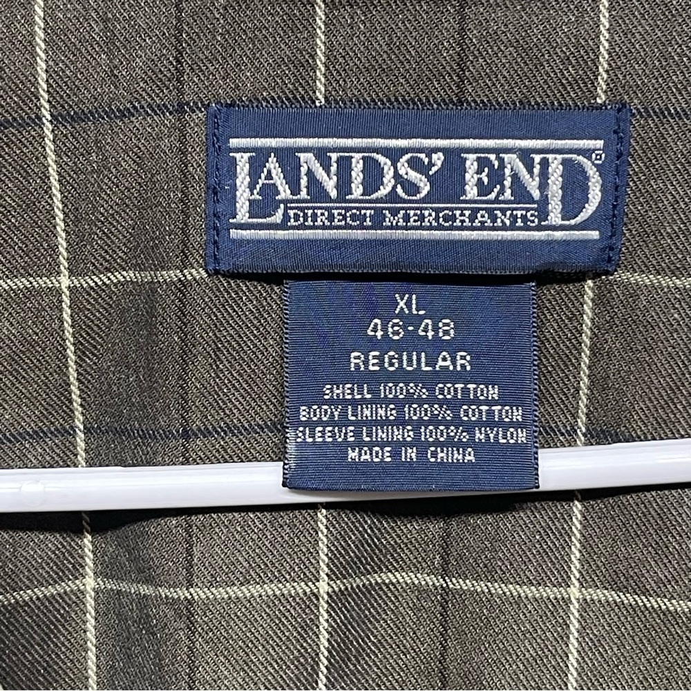 Lands’ End Tan Field Jacket Coat Corduroy Collar Plaid Lined Men’s XL 46–48 - Picture 6 of 12